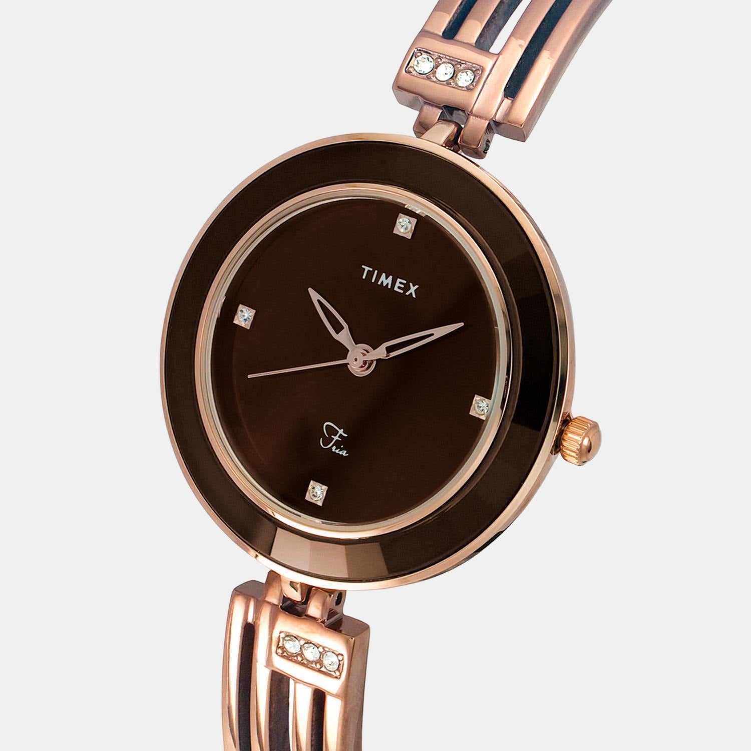 Fria Women Quartz Brown Dial Analog Stainless Steel Watch TWEL16204