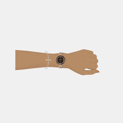 Fria Women Quartz Brown Dial Analog Stainless Steel Watch TWEL16204