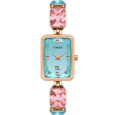 Timex Fria Women Blue Rectangular Analog Watch 21mm TWEL16900