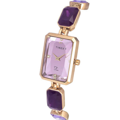 Timex Fria Women Lavender Rectangular Analog Watch 21mm TWEL16901