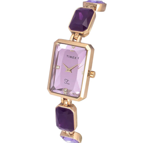 Timex Fria Women Lavender Rectangular Analog Watch 21mm TWEL16901