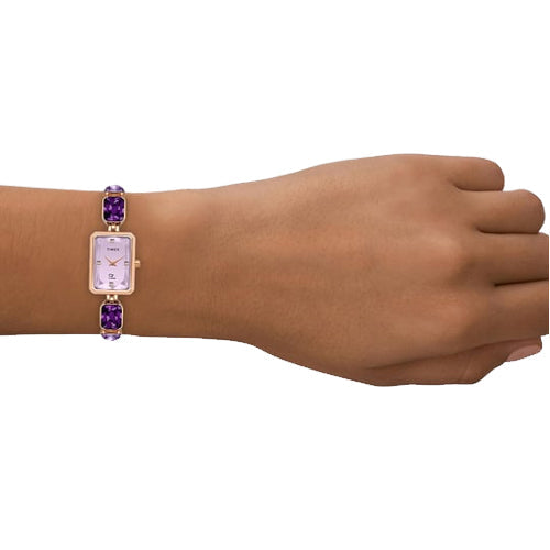 Timex Fria Women Lavender Rectangular Analog Watch 21mm TWEL16901