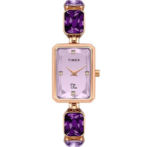 Timex Fria Women Lavender Rectangular Analog Watch 21mm TWEL16901