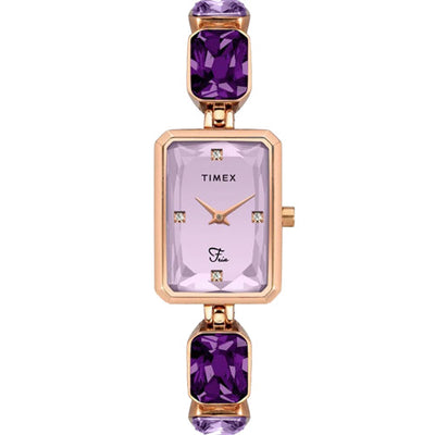 Timex Fria Women Lavender Rectangular Analog Watch 21mm TWEL16901