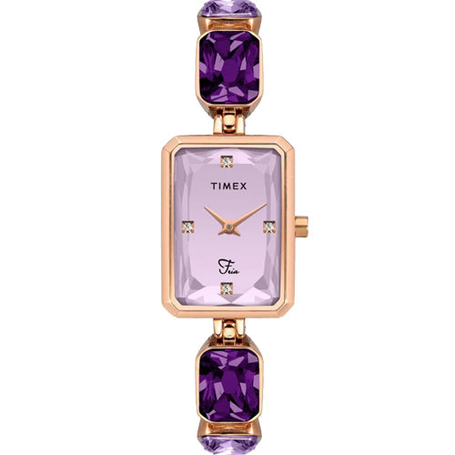 Timex Fria Women Lavender Rectangular Analog Watch 21mm TWEL16901
