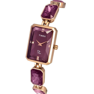 Timex Fria Women Burgundy Rectangular Analog Watch 21mm TWEL16903