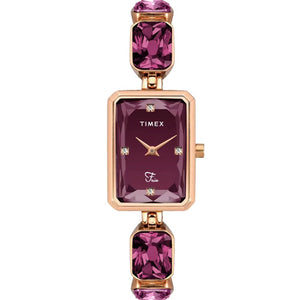 Timex Fria Women Burgundy Rectangular Analog Watch 21mm TWEL16903