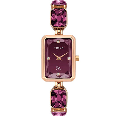 Timex Fria Women Burgundy Rectangular Analog Watch 21mm TWEL16903