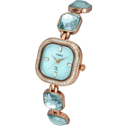 Timex Fria Women Blue Square Analog Watch 25.6mm TWEL17100