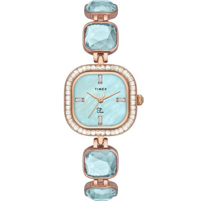 Timex Fria Women Blue Square Analog Watch 25.6mm TWEL17100