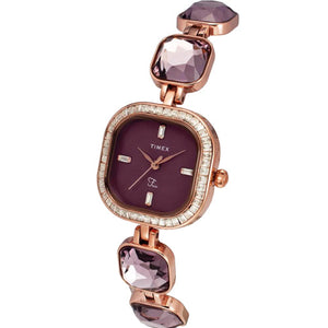 Timex Fria Women Burgundy Square Analog Watch 25.6mm TWEL17102