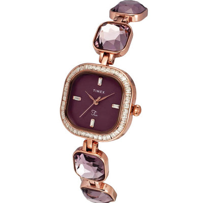 Timex Fria Women Burgundy Square Analog Watch 25.6mm TWEL17102