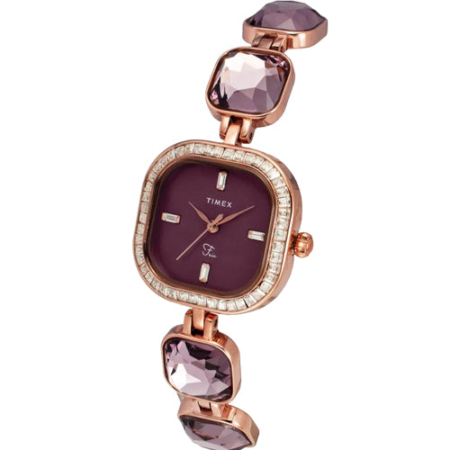 Timex Fria Women Burgundy Square Analog Watch 25.6mm TWEL17102