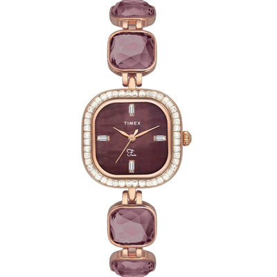Timex Fria Women Burgundy Square Analog Watch 25.6mm TWEL17102