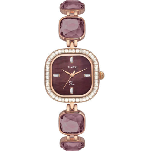 Timex Fria Women Burgundy Square Analog Watch 25.6mm TWEL17102