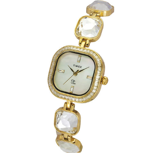 Timex Fria Women Mother of Pearl Square Dial Analog Watch 25.6mm TWEL17106