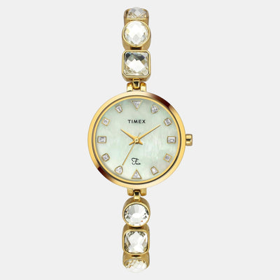 Fria Women Quartz Mother Of Pearl Dial Analog Brass Watch TWEL17304