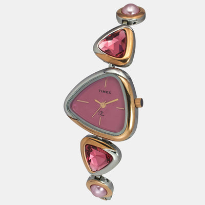 Fria Women Quartz Pink Dial Analog Brass Watch TWEL17700