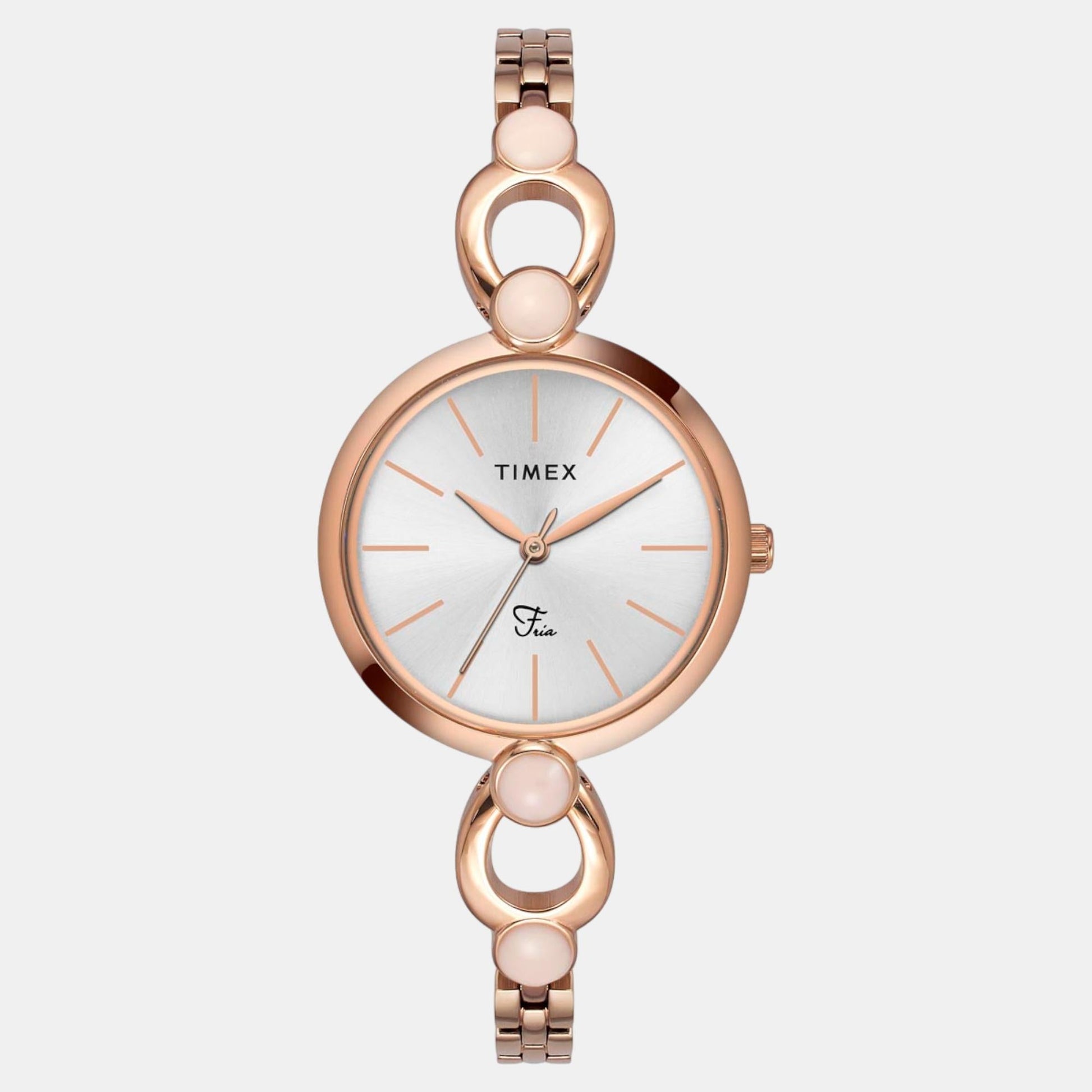 Fria Women Quartz Silver Dial Analog Brass Watch TWEL18105