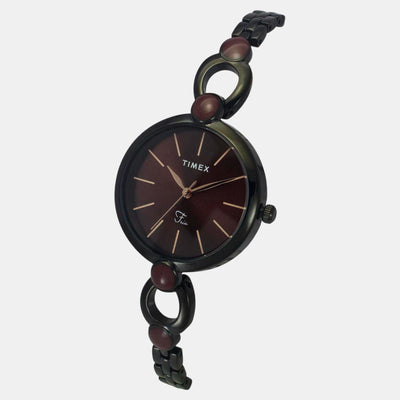Fria Women Quartz Maroon Dial Analog Brass Watch TWEL18107