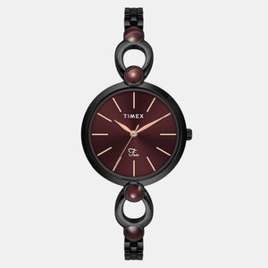 Fria Women Quartz Maroon Dial Analog Brass Watch TWEL18107