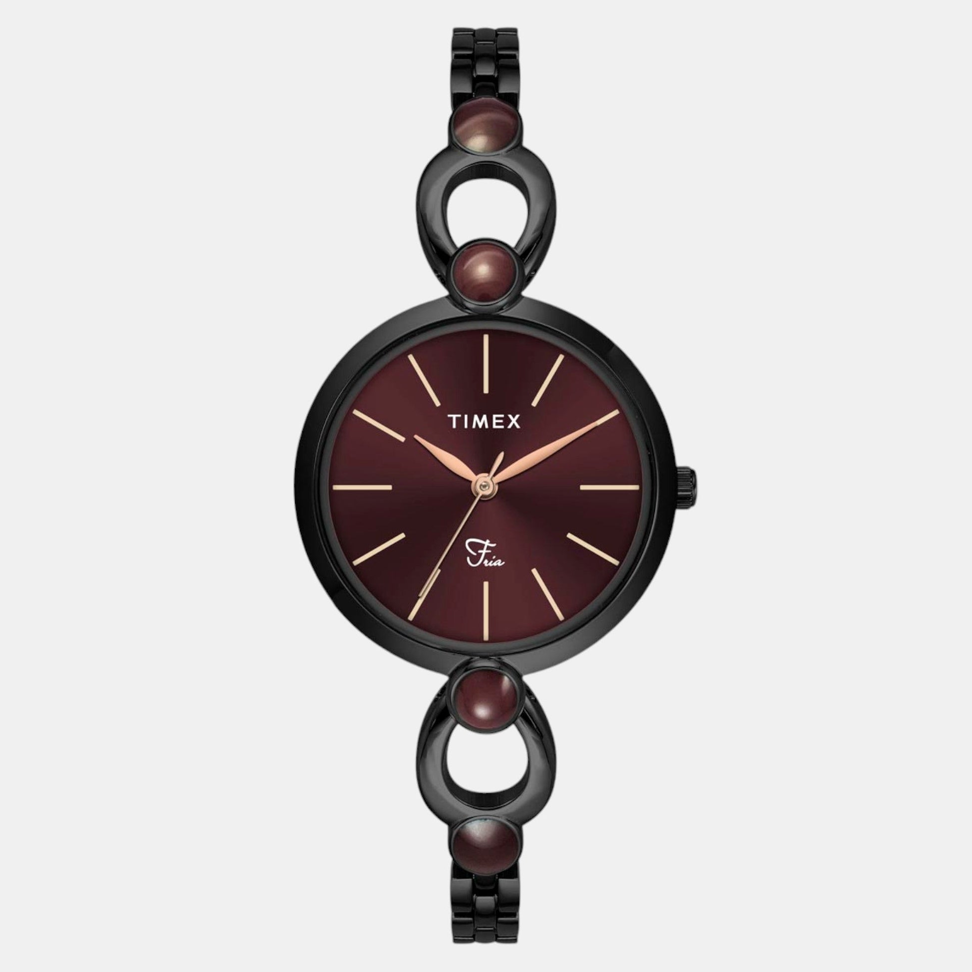 Fria Women Quartz Maroon Dial Analog Brass Watch TWEL18107