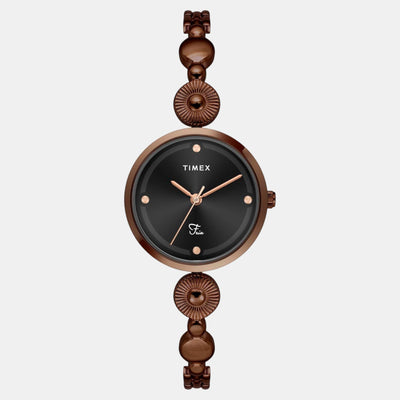 Fria Women Quartz Black Dial Analog Brass Watch TWEL18204