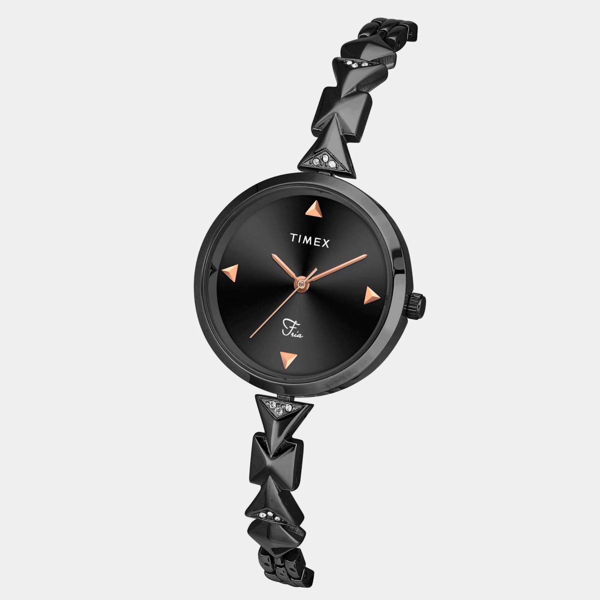 Fria Women Quartz Black Dial Analog Brass Watch TWEL18303