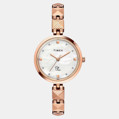 Fria Women Quartz Mother Of Pearl Dial Analog Brass Watch TWEL18309