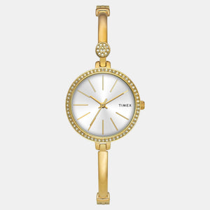 Fria Women Quartz Silver Dial Analog Brass Watch TWEL18405