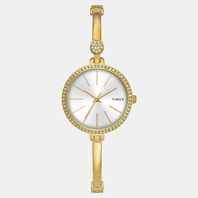 Fria Women Quartz Silver Dial Analog Brass Watch TWEL18405