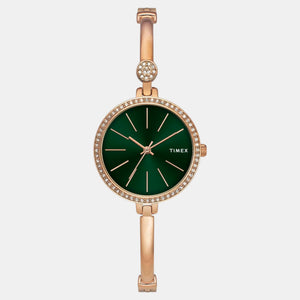 Fria Women Quartz Green Dial Analog Brass Watch TWEL18406