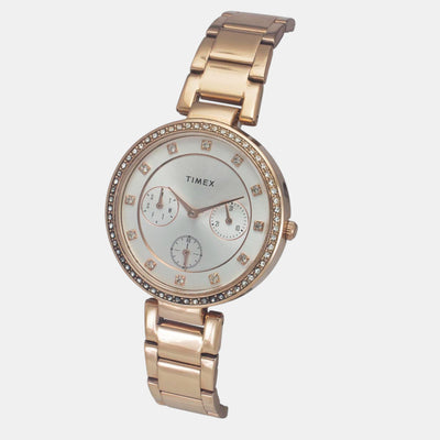Fashion Women Quartz Silver Dial Multi-Function Stainless Steel Watch TWEL18702