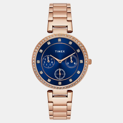 Fashion Women Quartz Blue Dial Multi-Function Stainless Steel Watch TWEL18703