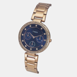 Fashion Women Quartz Blue Dial Multi-Function Stainless Steel Watch TWEL18703