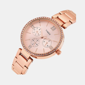 Fashion Women Quartz Pink Dial Multi-Function Stainless Steel Watch TWEL18707