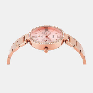 Fashion Women Quartz Pink Dial Multi-Function Stainless Steel Watch TWEL18707