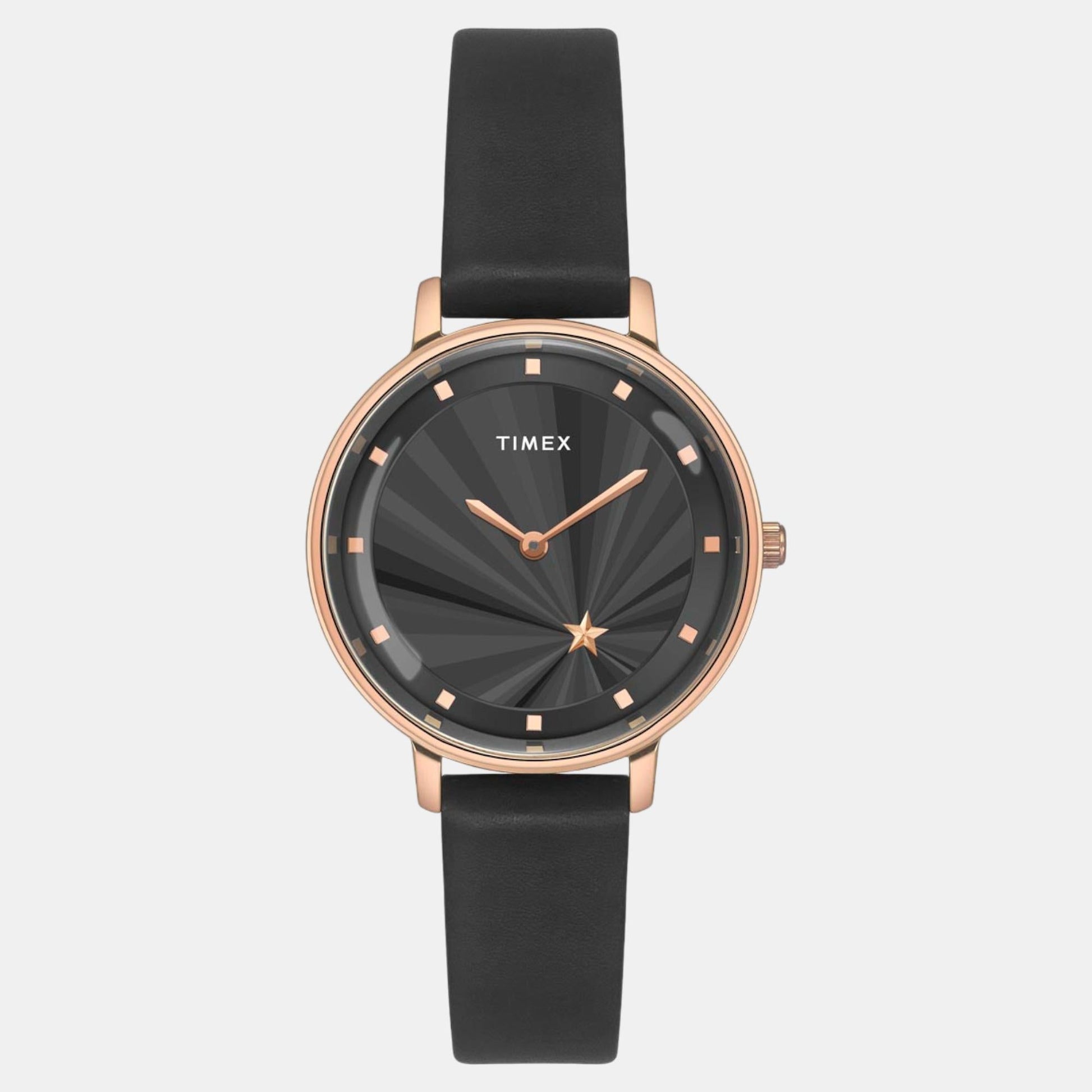 Fashion Women Quartz Black Dial Analog Leather Watch TWEL19101