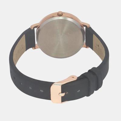 Fashion Women Quartz Black Dial Analog Leather Watch TWEL19101