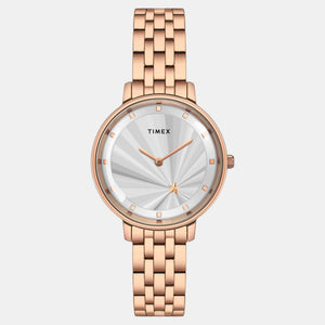 Fashion Women Quartz Silver Dial Analog Stainless Steel Watch TWEL19102