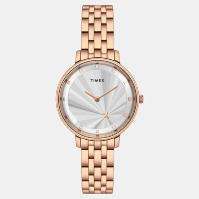 Fashion Women Quartz Silver Dial Analog Stainless Steel Watch TWEL19102