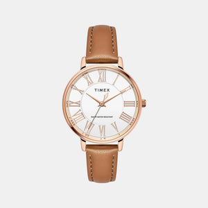 Fashion Women Quartz Silver Dial Analog Leather Watch TWEL19105