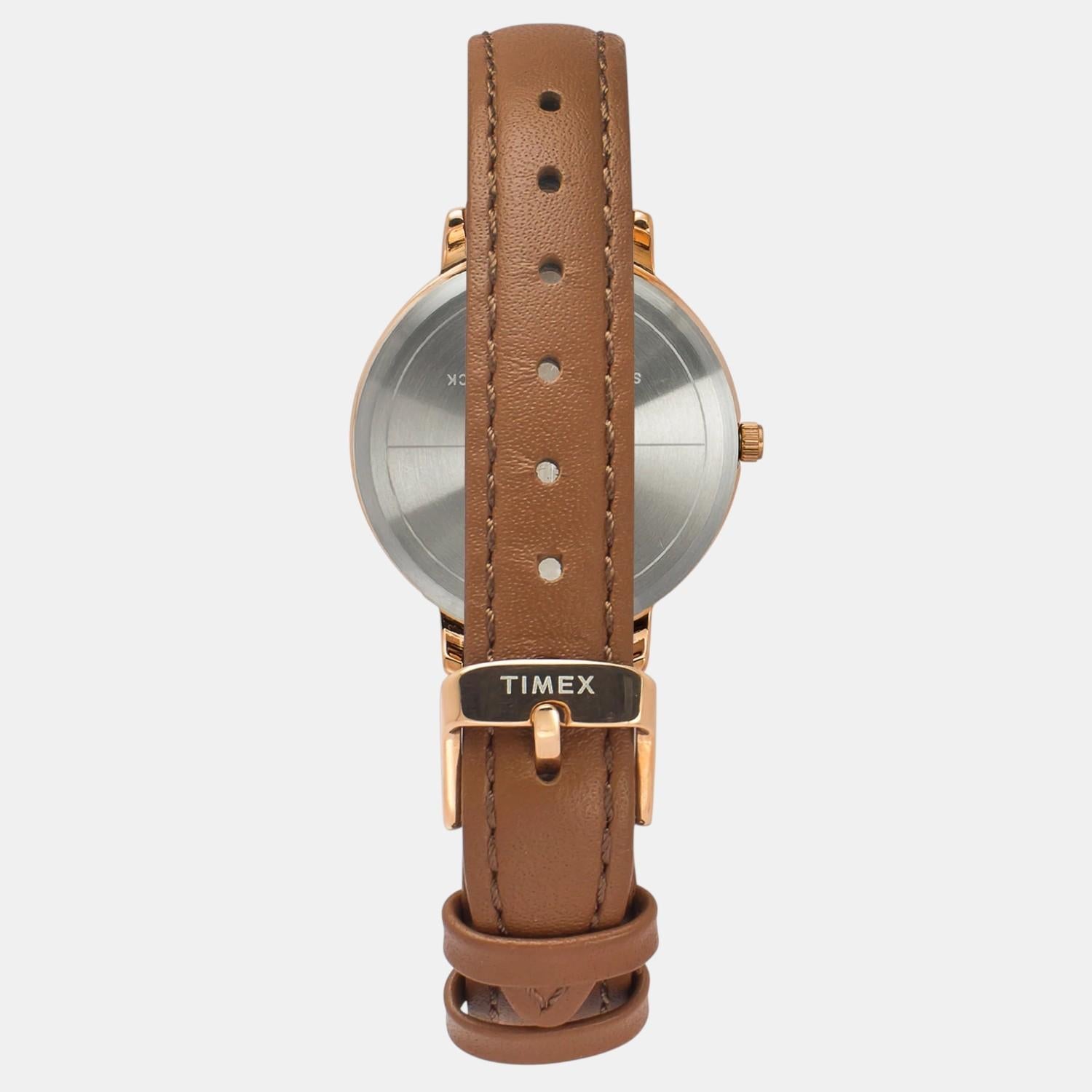 Fashion Women Quartz Silver Dial Analog Leather Watch TWEL19105