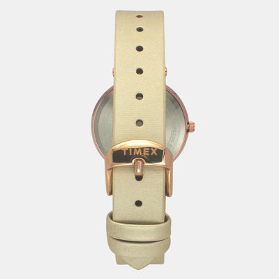 Fashion Women Quartz Orange Dial Analog Leather Watch TWEL19201