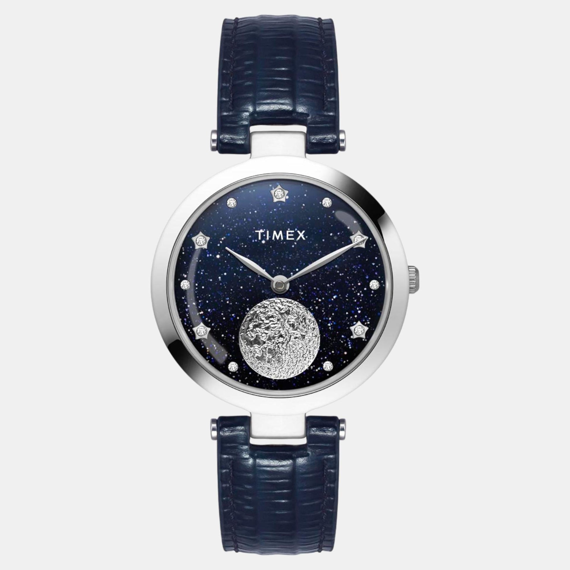Fashion Women Quartz Blue Dial Analog Leather Watch TWEL19202