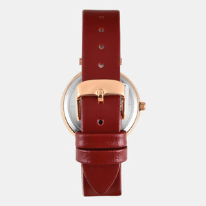 Fashion Women Quartz Red Dial Analog Leather Watch TWEL19205