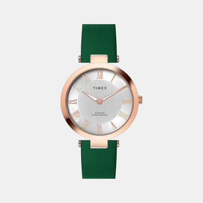 Fashion Women Quartz Silver Dial Analog Leather Watch TWEL19209