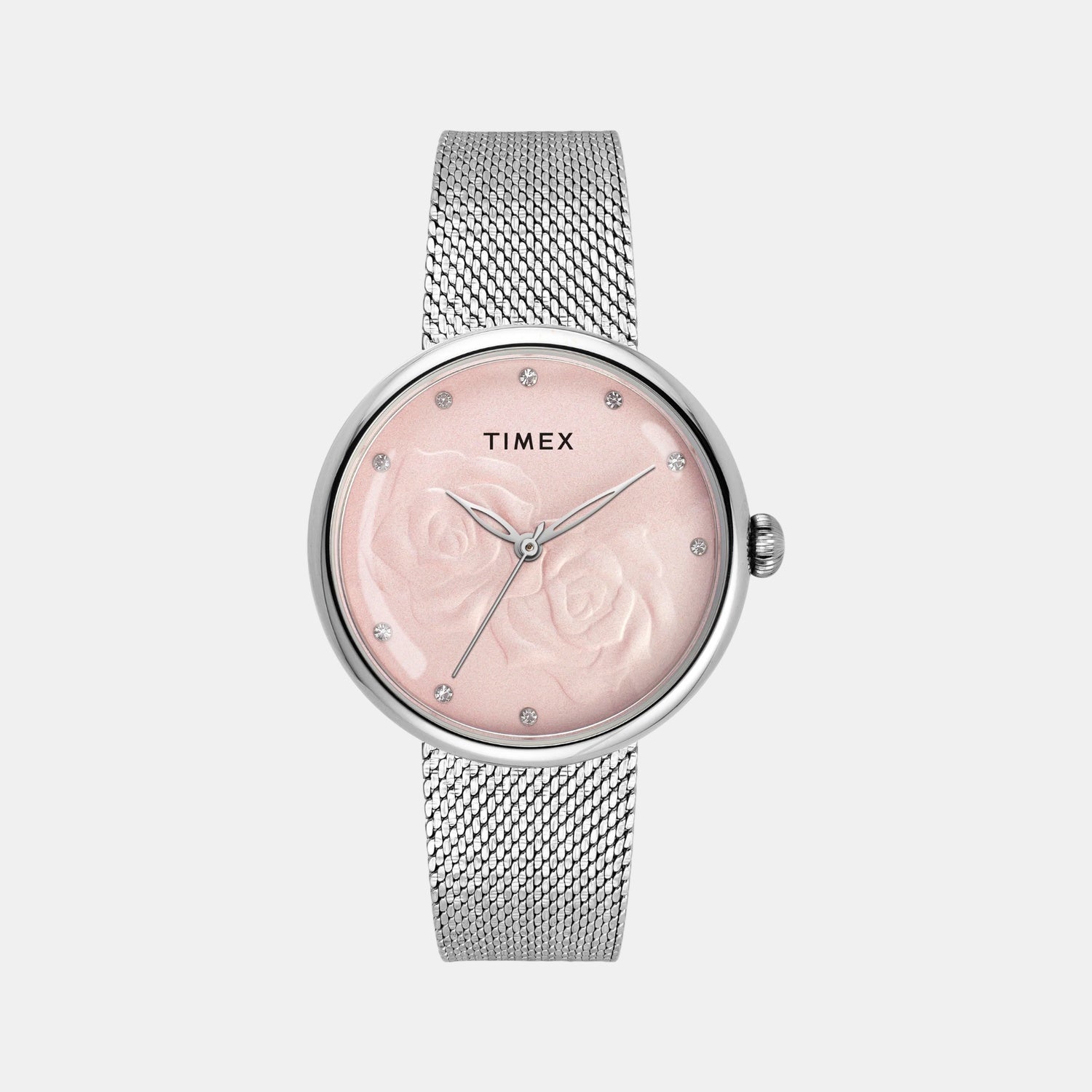 Fashion Women Quartz Pink Dial Analog Stainless Steel Watch TWEL19300