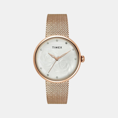 Fashion Women Quartz White Dial Analog Stainless Steel Watch TWEL19302