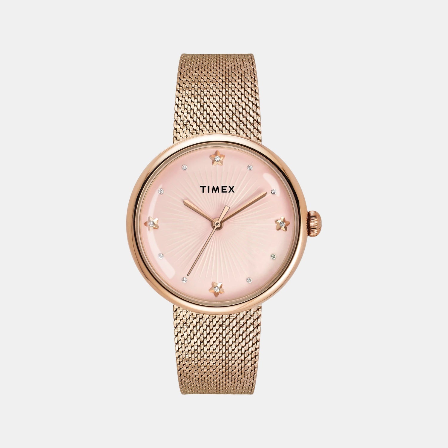 Fashion Women Quartz Pink Dial Analog Stainless Steel Watch TWEL19304